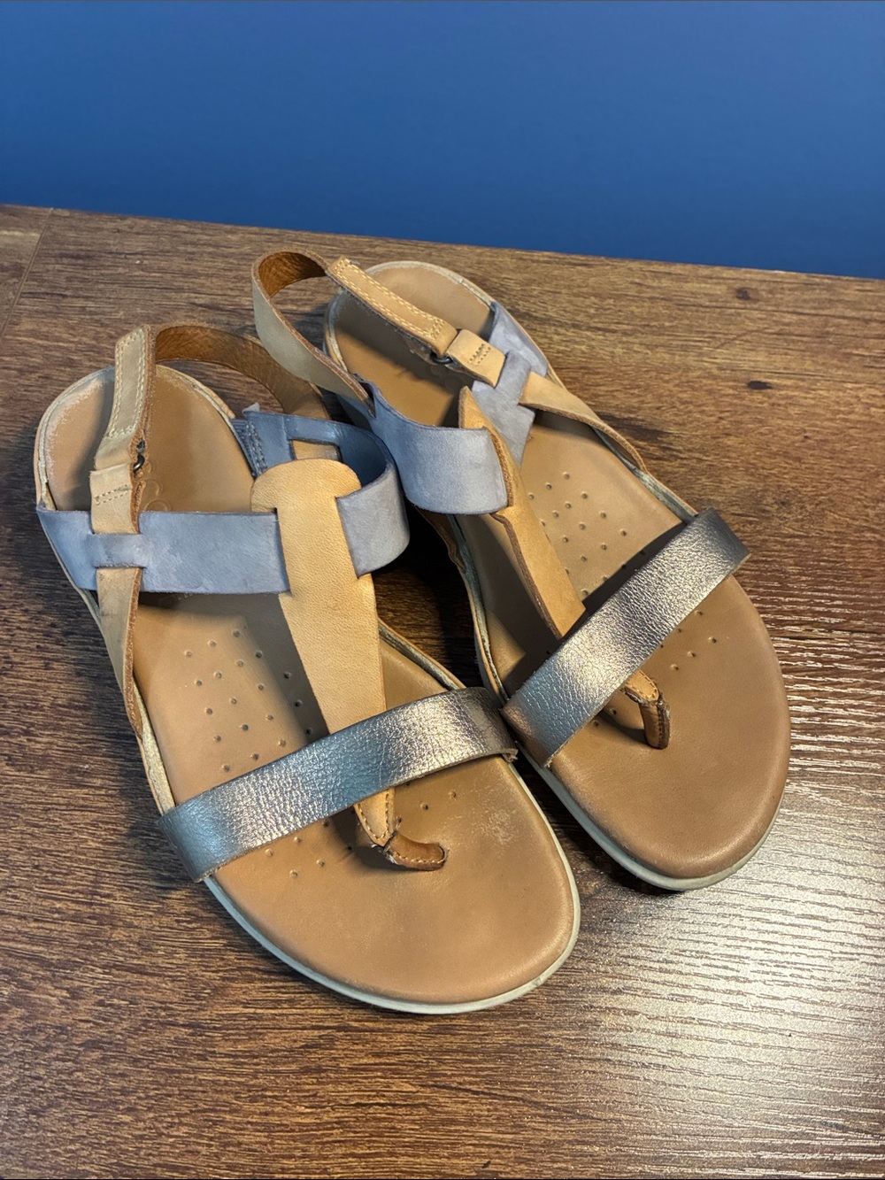 Ecco - Women's Leather Slingback Sandals in Brown and Metallic